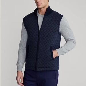 NWT $298 RLX Ralph Lauren Quilted Cotton-Blend Sweater Vest Navy Men’s Small